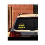 Parti Tasarla Acemi Sürücü Yazılı Sticker Oto Sticker 15x15 Cm Siyah zemin beyaz yazı