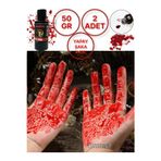 Parti & Tiyatro Kanı - Halloween Cadılar Bayramı 50 gr. Yapay Vampir Dracula Yapay Kan Boya - 2 ADET