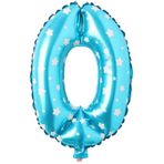 PARTİ VİTRİNİ 0 Rakamlı 16 İnç Mavi Yıldızlı Folyo Balon 36 CM (Mavi)