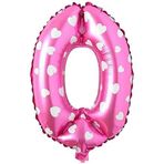 PARTİ VİTRİNİ 0 Rakamlı 16 İnç Pembe Kalpli Folyo Balon 36 CM (Pembe)