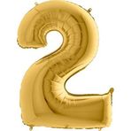 PARTİ VİTRİNİ 2 Rakamlı 16 İnç Gold Renk Folyo Balon 36 CM (Altın)