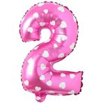 PARTİ VİTRİNİ 2 Rakamlı 16 İnç Pembe Kalpli Folyo Balon 36 CM (Pembe)