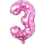 PARTİ VİTRİNİ 3 Rakamlı 16 İnç Pembe Kalpli Folyo Balon 36 CM (Pembe)
