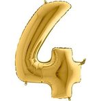 PARTİ VİTRİNİ 4 Rakamlı 16 İnç Gold Renk Folyo Balon 36 CM (Altın)