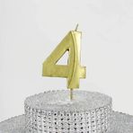 Parti Vitrini 4 Rakamlı 6.5 cm Gold Altın Mum