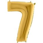 PARTİ VİTRİNİ 7 Rakamlı 16 İnç Gold Renk Folyo Balon 36 CM (Altın)