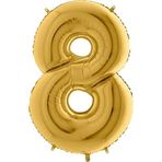PARTİ VİTRİNİ 8 Rakamlı 16 İnç Gold Renk Folyo Balon 36 CM (Altın)