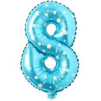 PARTİ VİTRİNİ 8 Rakamlı 16 İnç Mavi Yıldızlı Folyo Balon 36 CM (Mavi)
