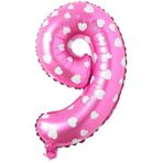 PARTİ VİTRİNİ 9 Rakamlı 16 İnç Pembe Kalpli Folyo Balon 36 CM (Pembe)