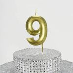 Parti Vitrini 9 Rakamlı 6.5 cm Gold Altın Mum