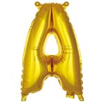 PARTİ VİTRİNİ A Harfi 16 İnç Gold Renk Folyo Balon 36 CM (Altın)