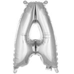 PARTİ VİTRİNİ A Harfi 16 İnç Gümüş Renk Folyo Balon 36 CM (Gümüş)