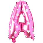 PARTİ VİTRİNİ A Harfi 16 İnç Pembe Kalpli Renk Folyo Balon 36 CM (Pembe)