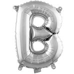 PARTİ VİTRİNİ B Harfi 16 İnç Gümüş Renk Folyo Balon 36 CM (Gümüş)