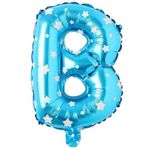 PARTİ VİTRİNİ B Harfi 16 İnç Mavi Yıldızlı Renk Folyo Balon 36 CM (Mavi)
