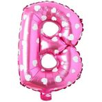 PARTİ VİTRİNİ B Harfi 16 İnç Pembe Kalpli Renk Folyo Balon 36 CM (Pembe)