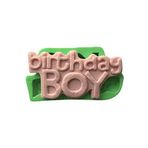 PARTİ VİTRİNİ Birthday Boy Yazılı Silikon Mum Kalıbı 12x6,5x1,5 cm (yeşil)