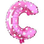 PARTİ VİTRİNİ C Harfi 16 İnç Pembe Kalpli Renk Folyo Balon 36 CM (Pembe)
