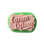 PARTİ VİTRİNİ Canım Oğlum Yazılı Silikon Mum Kalıbı 7,5x5x1 cm (yeşil)