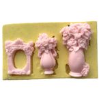 PARTİ VİTRİNİ Çerçeve Ve Vazoda Çiçekler Şeklinde Silikon Kalip 6,5x3,5x1 cm