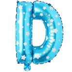PARTİ VİTRİNİ D Harfi 16 İnç Mavi Yıldızlı Renk Folyo Balon 36 CM (Mavi)