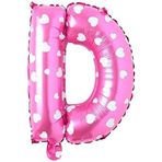PARTİ VİTRİNİ D Harfi 16 İnç Pembe Kalpli Renk Folyo Balon 36 CM (Pembe)