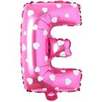 PARTİ VİTRİNİ E Harfi 16 İnç Pembe Kalpli Renk Folyo Balon 36 CM (Pembe)