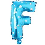 PARTİ VİTRİNİ F Harfi 16 İnç Mavi Yıldızlı Renk Folyo Balon 36 CM (Mavi)