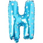 PARTİ VİTRİNİ H Harfi 16 İnç Mavi Yıldızlı Renk Folyo Balon 36 CM (Mavi)