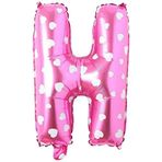 PARTİ VİTRİNİ H Harfi 16 İnç Pembe Kalpli Renk Folyo Balon 36 CM (Pembe)