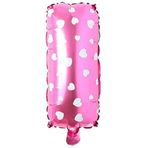 PARTİ VİTRİNİ I Harfi 16 İnç Pembe Kalpli Renk Folyo Balon 36 CM (Pembe)