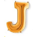 PARTİ VİTRİNİ J Harfi 16 İnç Gold Renk Folyo Balon 36 CM (Altın)