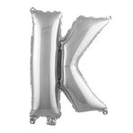 PARTİ VİTRİNİ K Harfi 16 İnç Gümüş Renk Folyo Balon 36 CM (Gümüş)