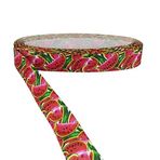 PARTİ VİTRİNİ Karpuz Dilimi Resimli Grogren Kurdela 2.5 Cm-1 Metre