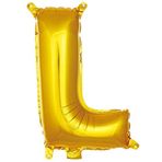 PARTİ VİTRİNİ L Harfi 16 İnç Gold Renk Folyo Balon 36 CM (Altın)
