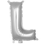 PARTİ VİTRİNİ L Harfi 16 İnç Gümüş Renk Folyo Balon 36 CM (Gümüş)