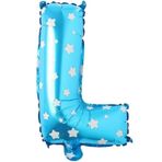 PARTİ VİTRİNİ L Harfi 16 İnç Mavi Yıldızlı Renk Folyo Balon 36 CM (Mavi)