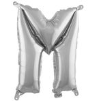 PARTİ VİTRİNİ M Harfi 16 İnç Gümüş Renk Folyo Balon 36 CM (Gümüş)