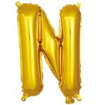 PARTİ VİTRİNİ N Harfi 16 İnç Gold Renk Folyo Balon 36 CM (Altın)