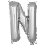 PARTİ VİTRİNİ N Harfi 16 İnç Gümüş Renk Folyo Balon 36 CM (Gümüş)