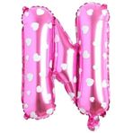 PARTİ VİTRİNİ N Harfi 16 İnç Pembe Kalpli Renk Folyo Balon 36 CM (Pembe)