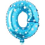 PARTİ VİTRİNİ O Harfi 16 İnç Mavi Yıldızlı Renk Folyo Balon 36 CM (Mavi)