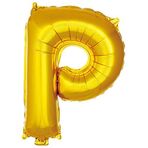 PARTİ VİTRİNİ P Harfi 16 İnç Gold Renk Folyo Balon 36 CM (Altın)