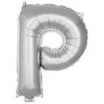 PARTİ VİTRİNİ P Harfi 16 İnç Gümüş Renk Folyo Balon 36 CM (Gümüş)