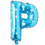 PARTİ VİTRİNİ P Harfi 16 İnç Mavi Yıldızlı Renk Folyo Balon 36 CM (Mavi)