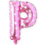 PARTİ VİTRİNİ P Harfi 16 İnç Pembe Kalpli Renk Folyo Balon 36 CM (Pembe)
