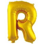 PARTİ VİTRİNİ R Harfi 16 İnç Gold Renk Folyo Balon 36 CM (Altın)