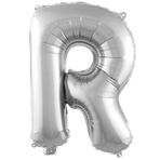 PARTİ VİTRİNİ R Harfi 16 İnç Gümüş Renk Folyo Balon 36 CM (Gümüş)