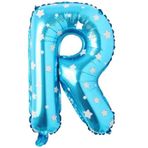 PARTİ VİTRİNİ R Harfi 16 İnç Mavi Yıldızlı Renk Folyo Balon 36 CM (Mavi)
