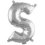 PARTİ VİTRİNİ S Harfi 16 İnç Gümüş Renk Folyo Balon 36 CM (Gümüş)